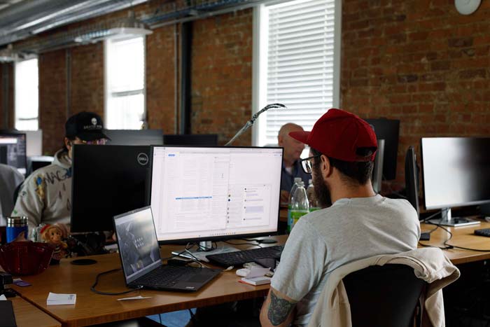 Clipcentric team member working in office